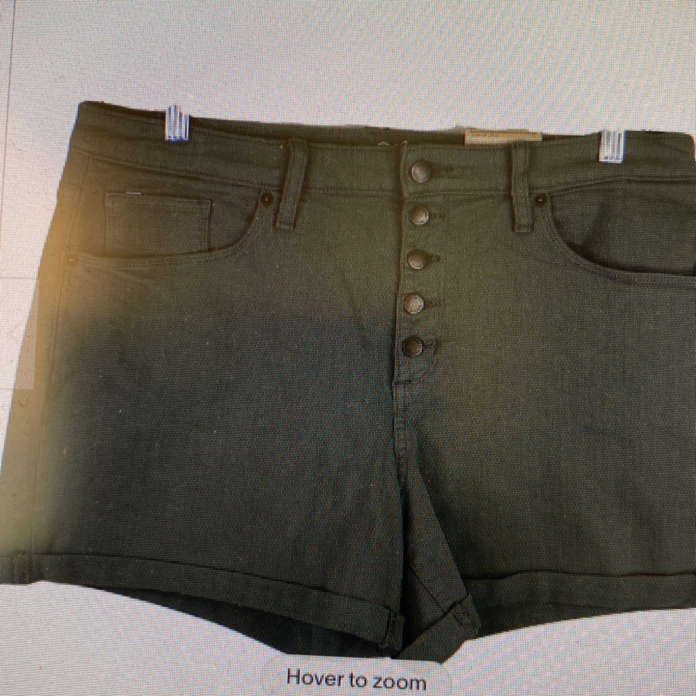 Universal Thread Button Fly Shorts High Rise Midi Khaki Green